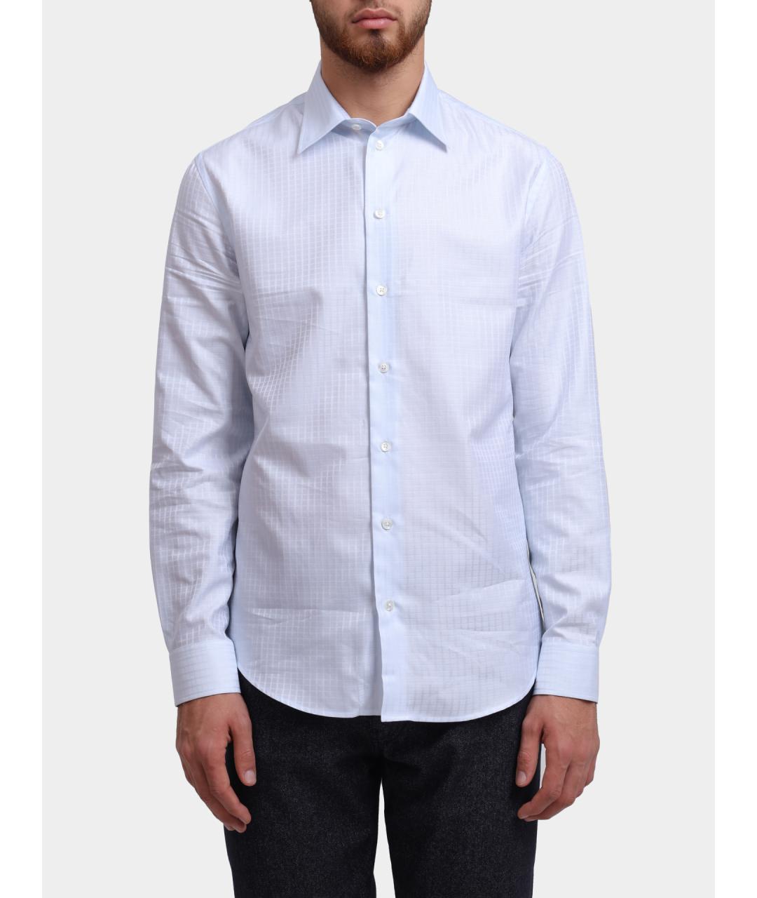 EMPORIO ARMANI Голубая хлопковая классическая рубашка, фото 5