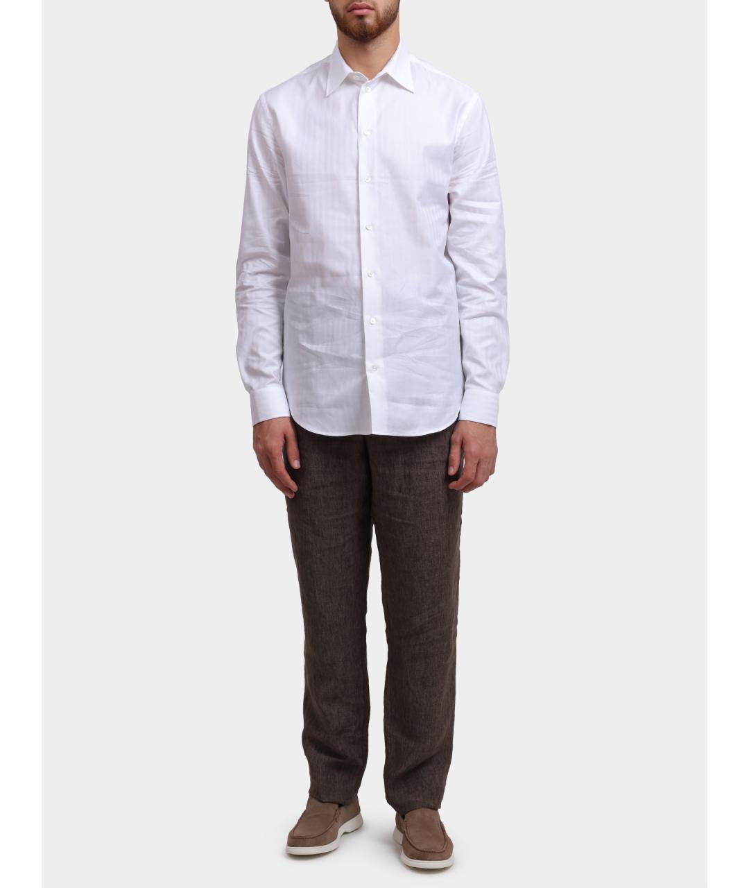 EMPORIO ARMANI Белая хлопковая классическая рубашка, фото 2