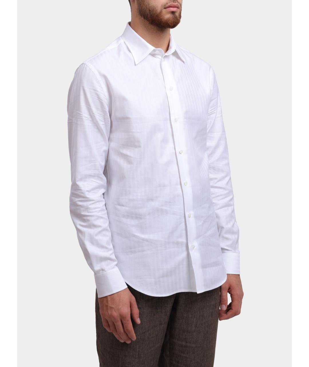 EMPORIO ARMANI Белая хлопковая классическая рубашка, фото 3