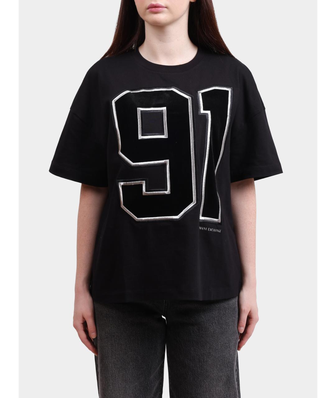 ARMANI EXCHANGE Черная хлопковая футболка, фото 2
