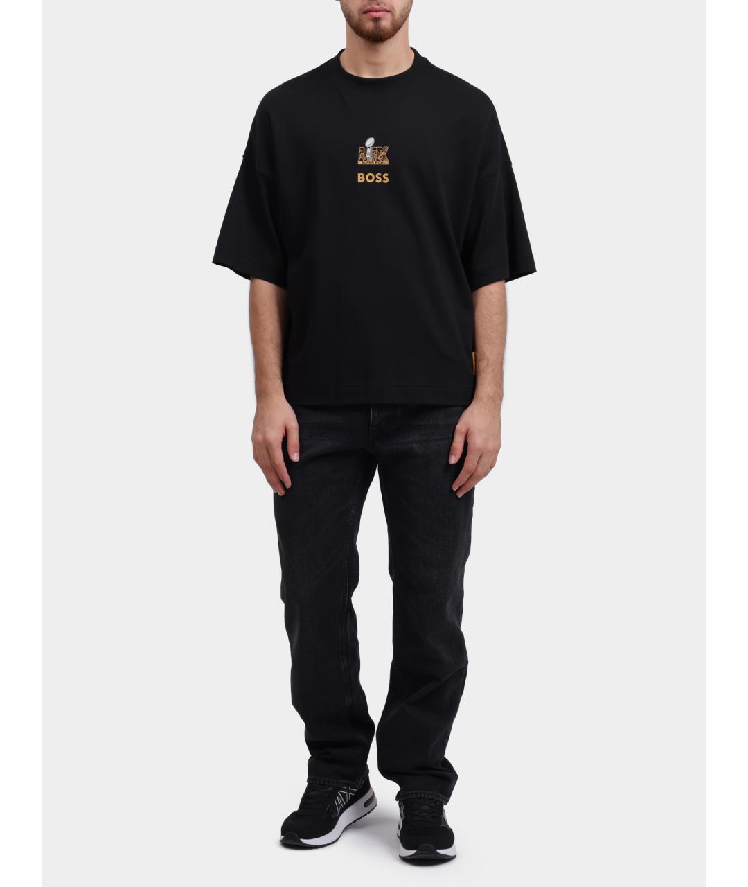 HUGO BOSS Черная хлопковая футболка, фото 2