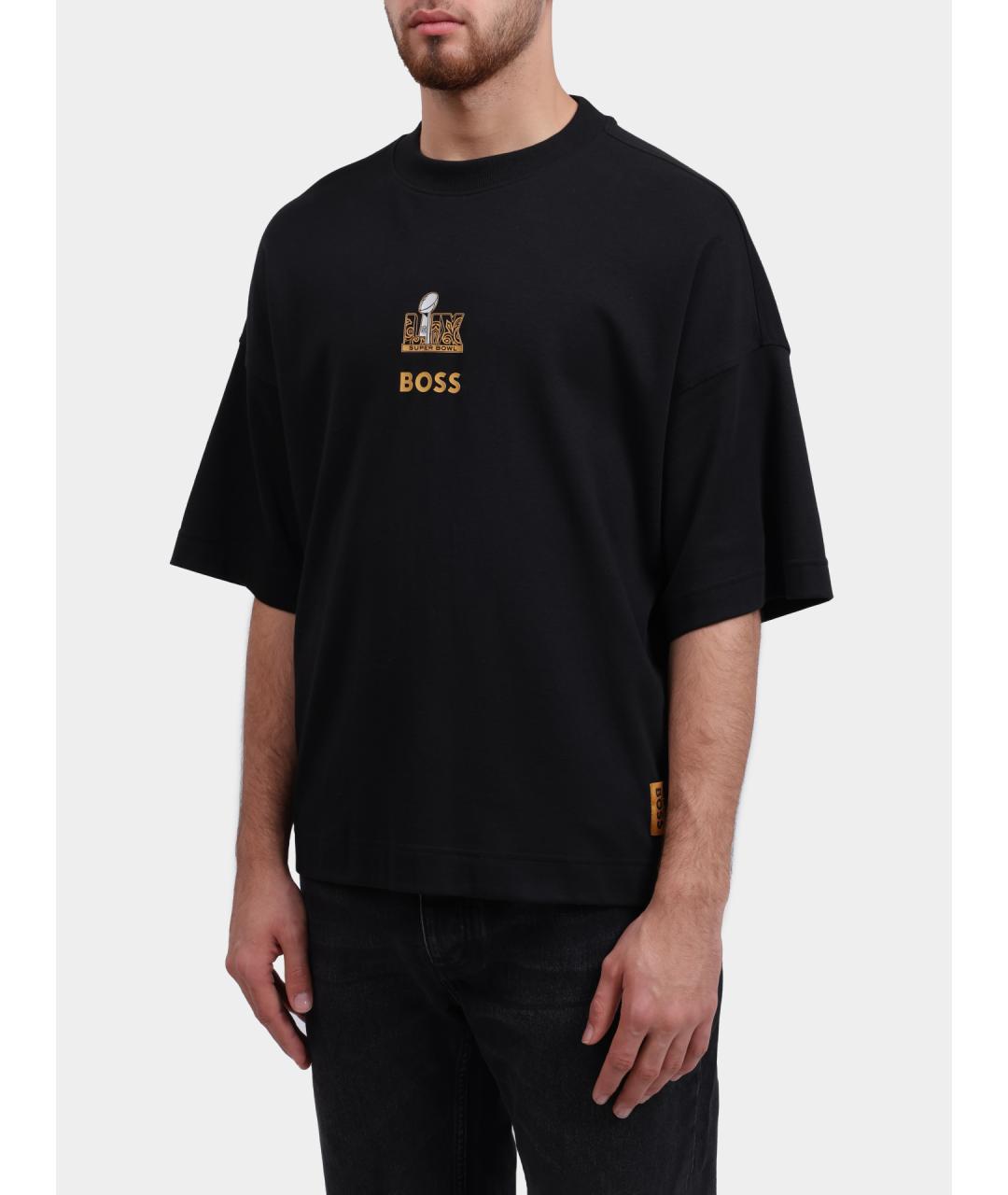 HUGO BOSS Черная хлопковая футболка, фото 3