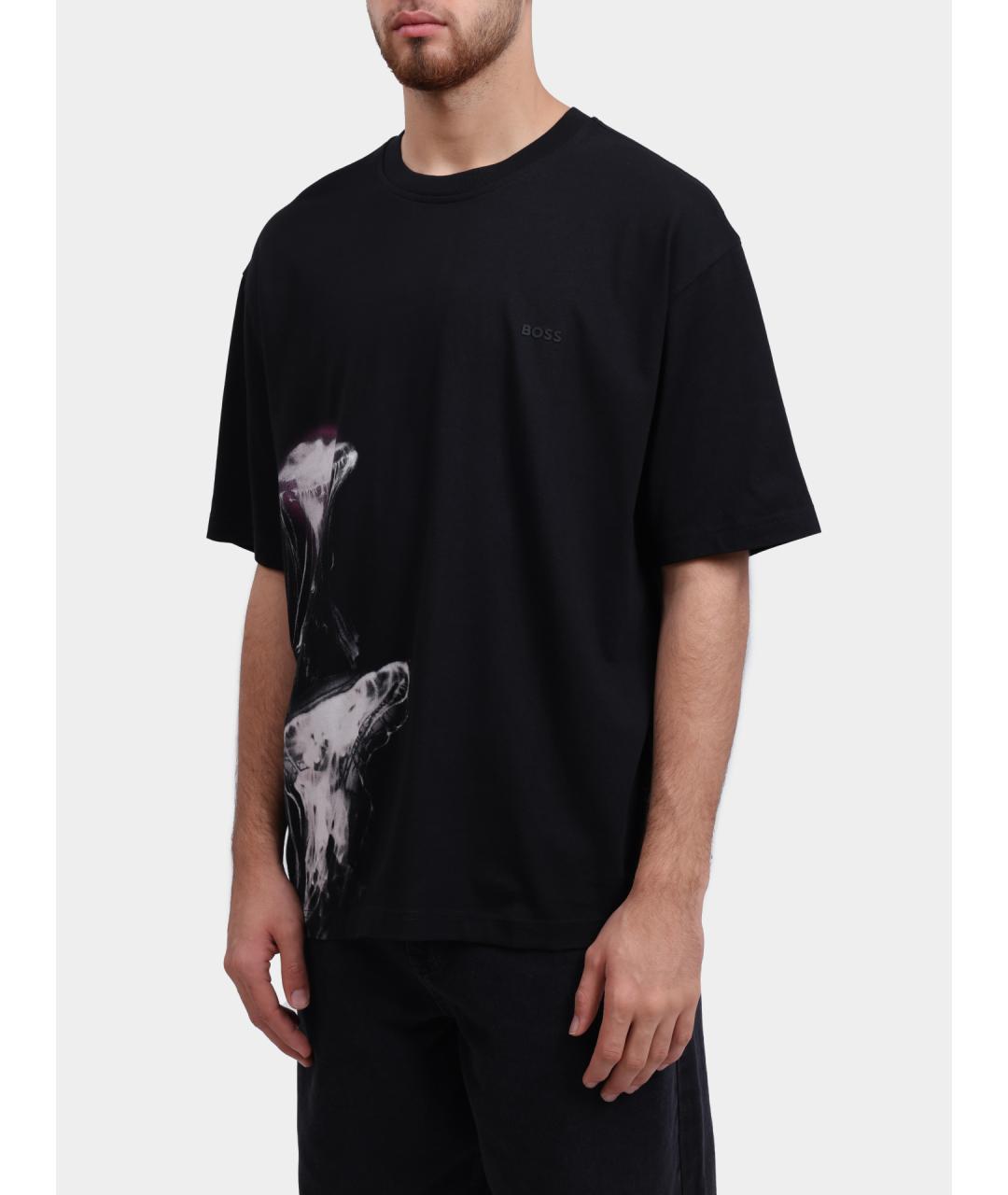 HUGO BOSS Черная хлопковая футболка, фото 4