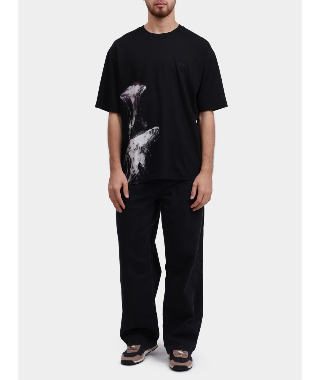 HUGO BOSS Черная хлопковая футболка, фото 3