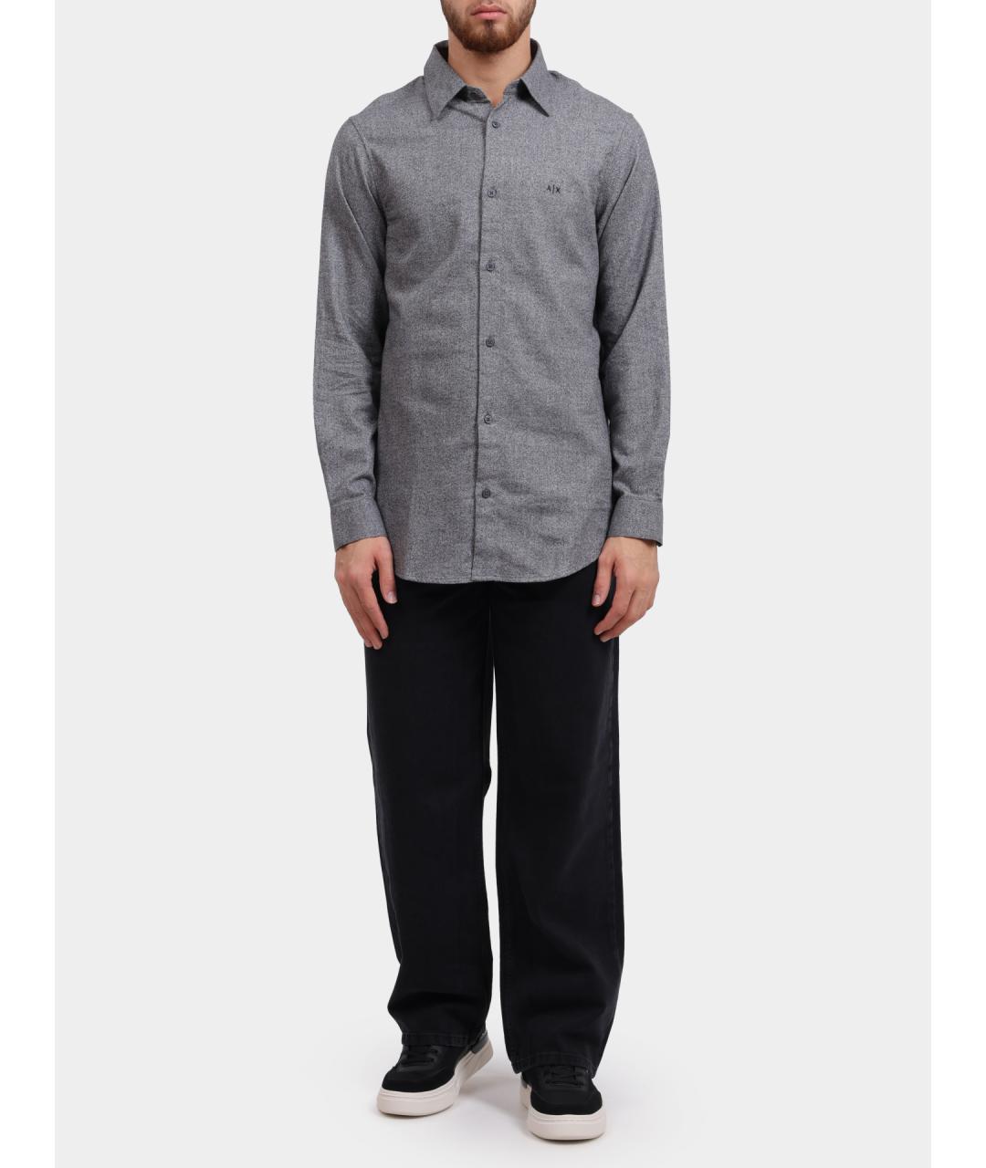 ARMANI EXCHANGE Серая хлопковая кэжуал рубашка, фото 2