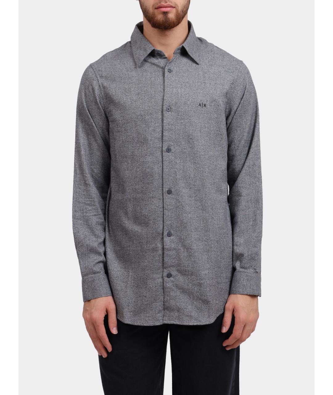 ARMANI EXCHANGE Серая хлопковая кэжуал рубашка, фото 5