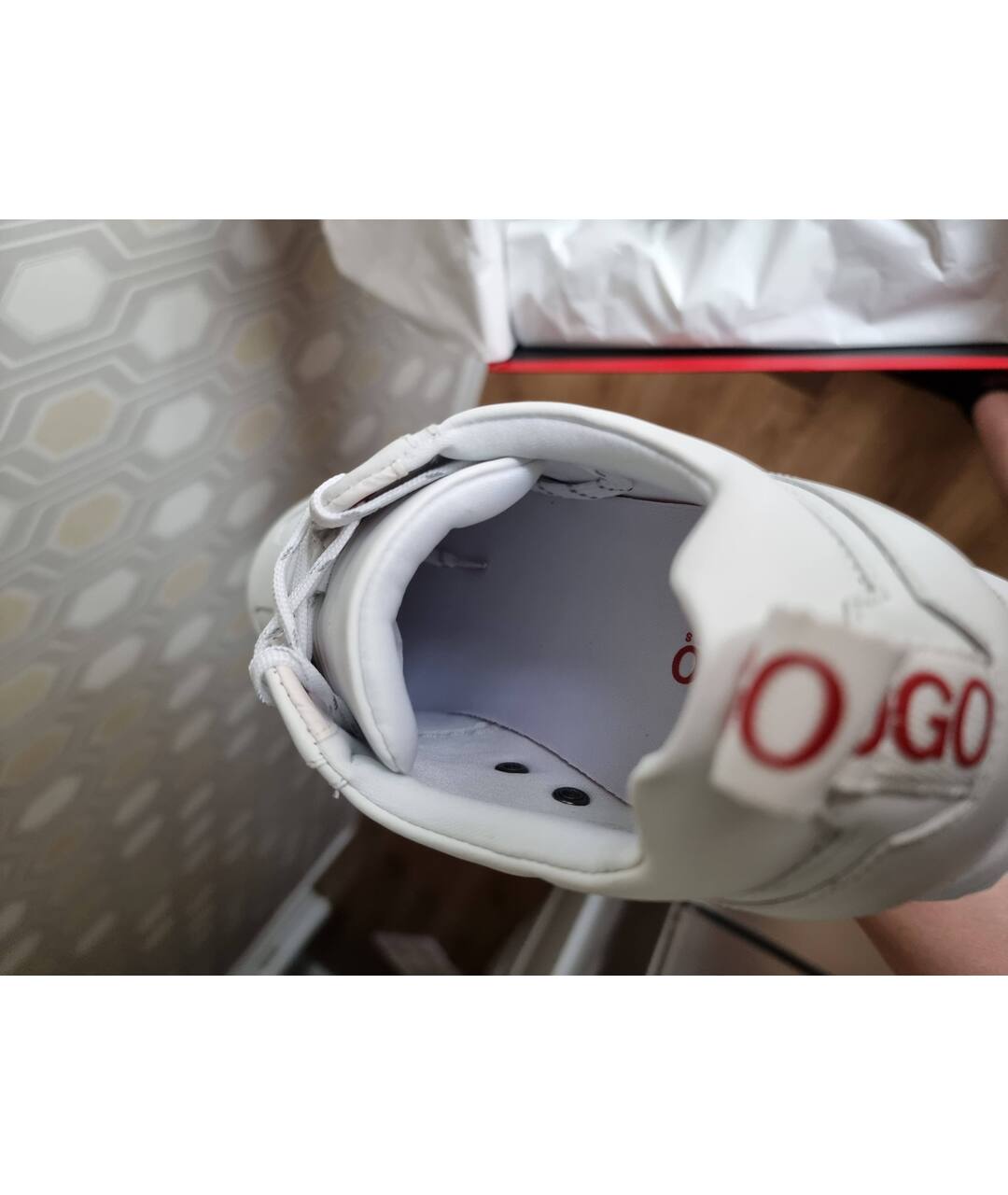 HUGO BOSS Белые кожаные низкие кроссовки / кеды, фото 4