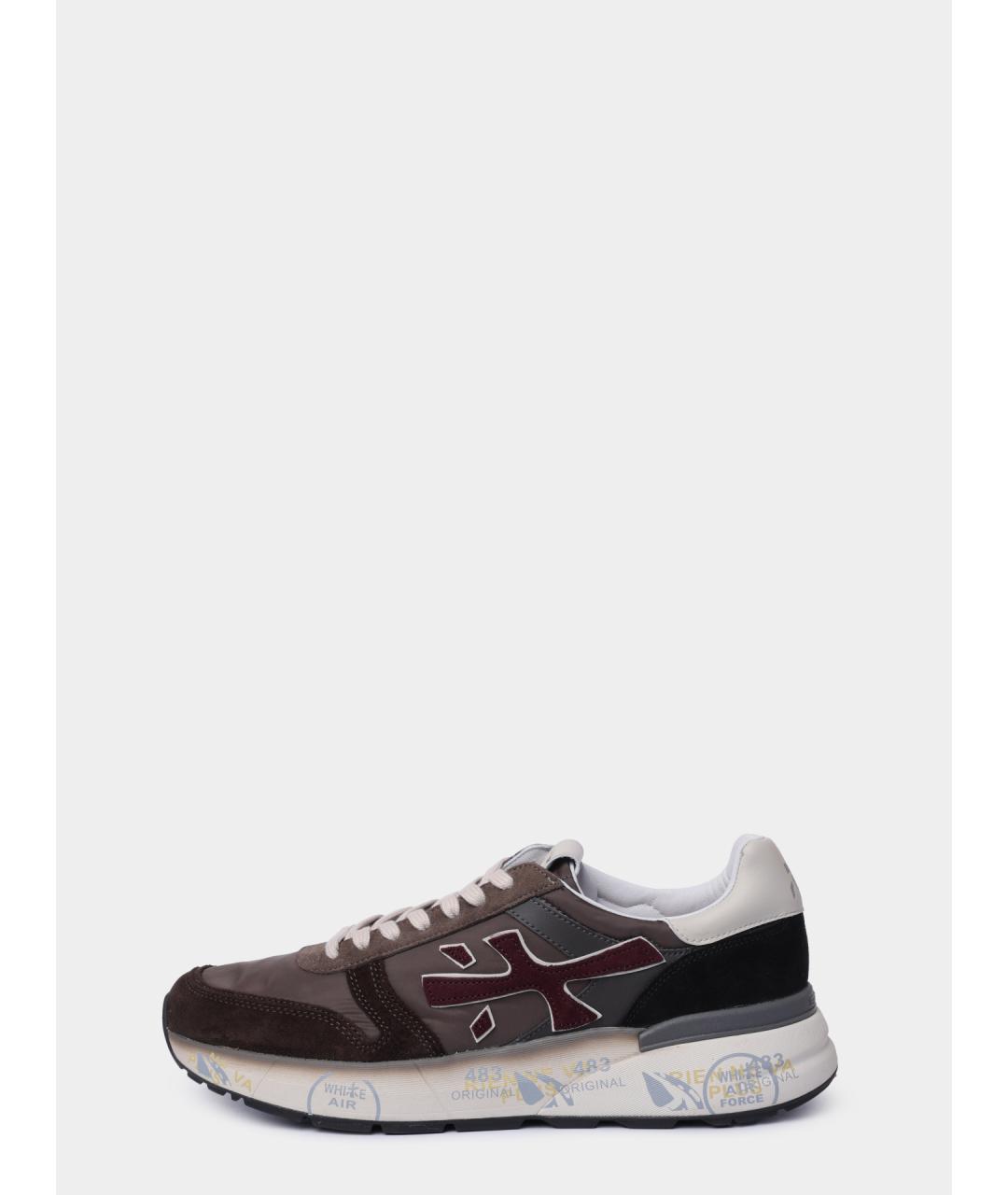 PREMIATA Коричневые текстильные высокие кроссовки / кеды, фото 6