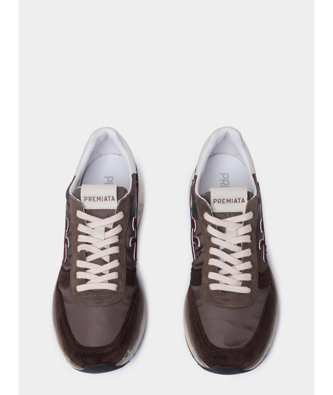 PREMIATA Коричневые текстильные высокие кроссовки / кеды, фото 3