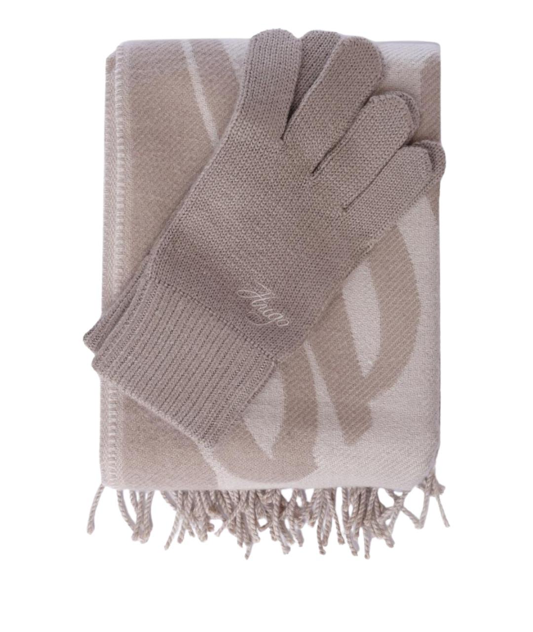 HUGO Бежевый шарф, фото 1