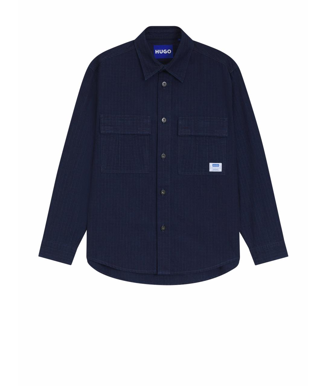 HUGO Синяя хлопковая кэжуал рубашка, фото 1
