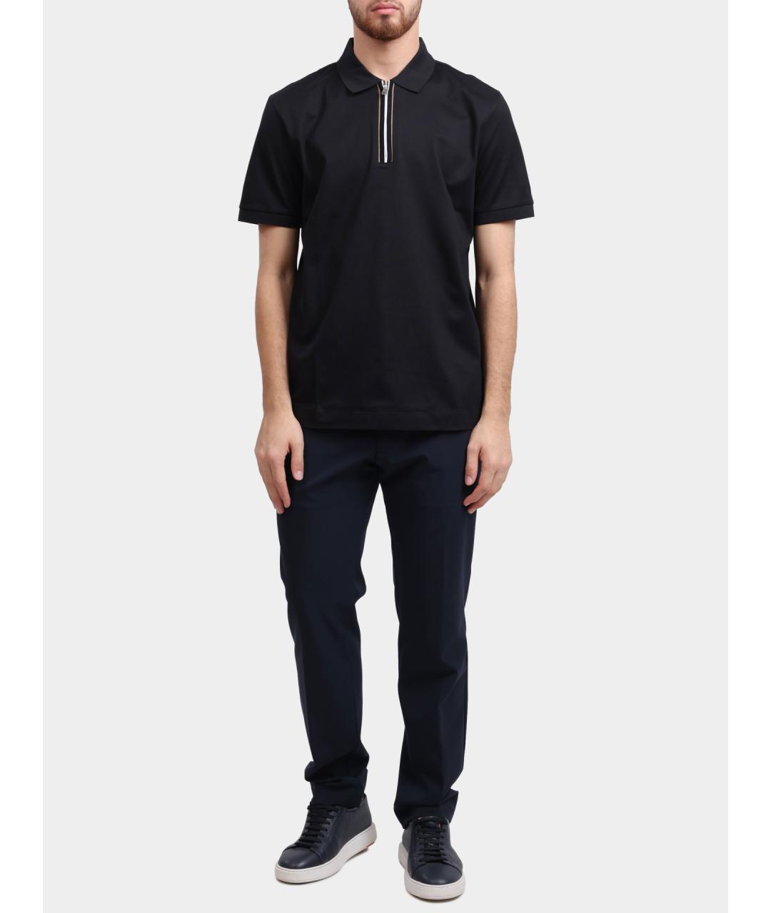 HUGO BOSS Черное хлопковое поло с коротким рукавом, фото 3