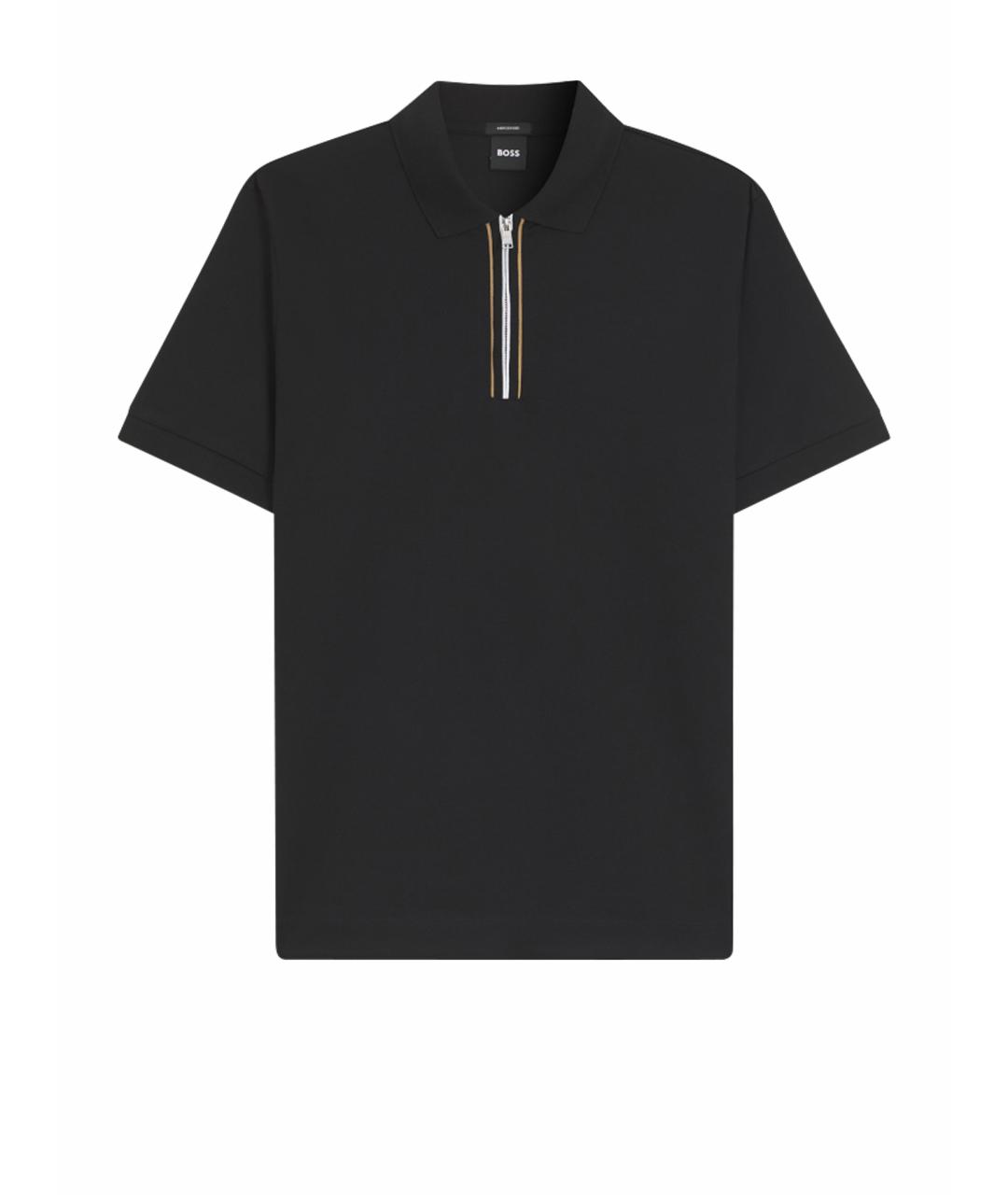 HUGO BOSS Черное хлопковое поло с коротким рукавом, фото 1
