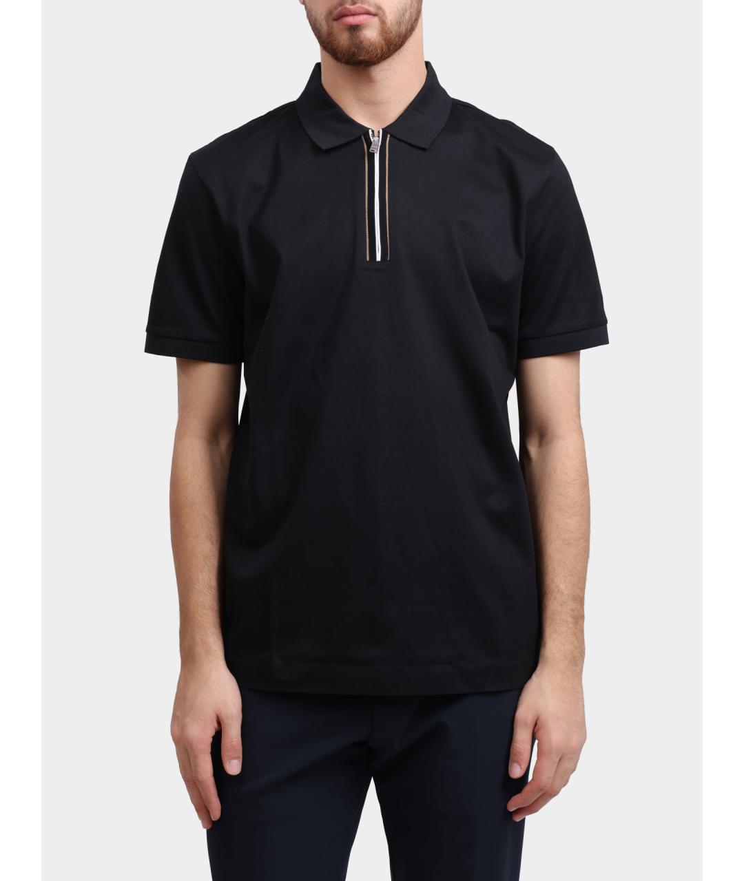 HUGO BOSS Черное хлопковое поло с коротким рукавом, фото 2