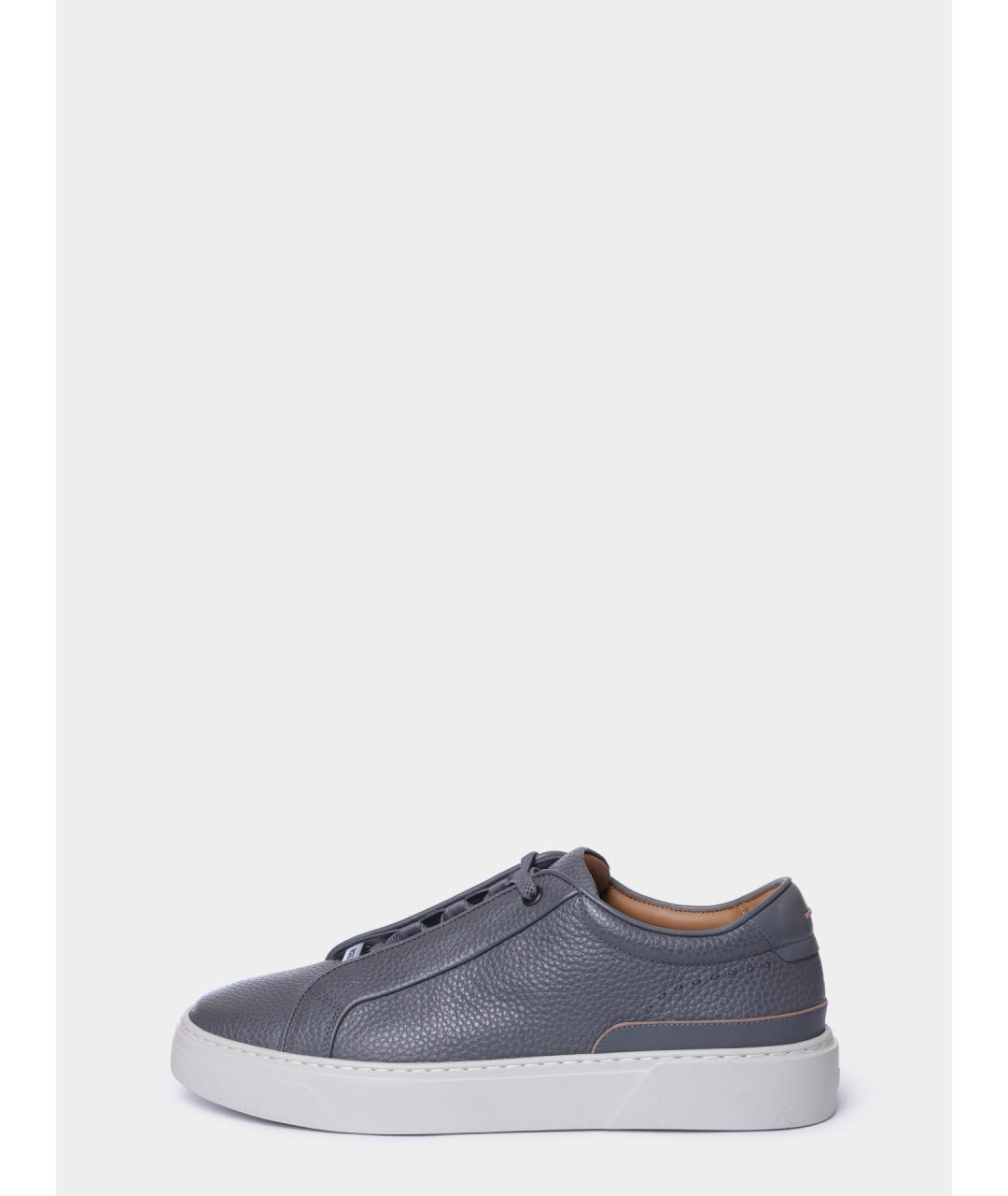 HUGO BOSS Серые кожаные низкие кроссовки / кеды, фото 6