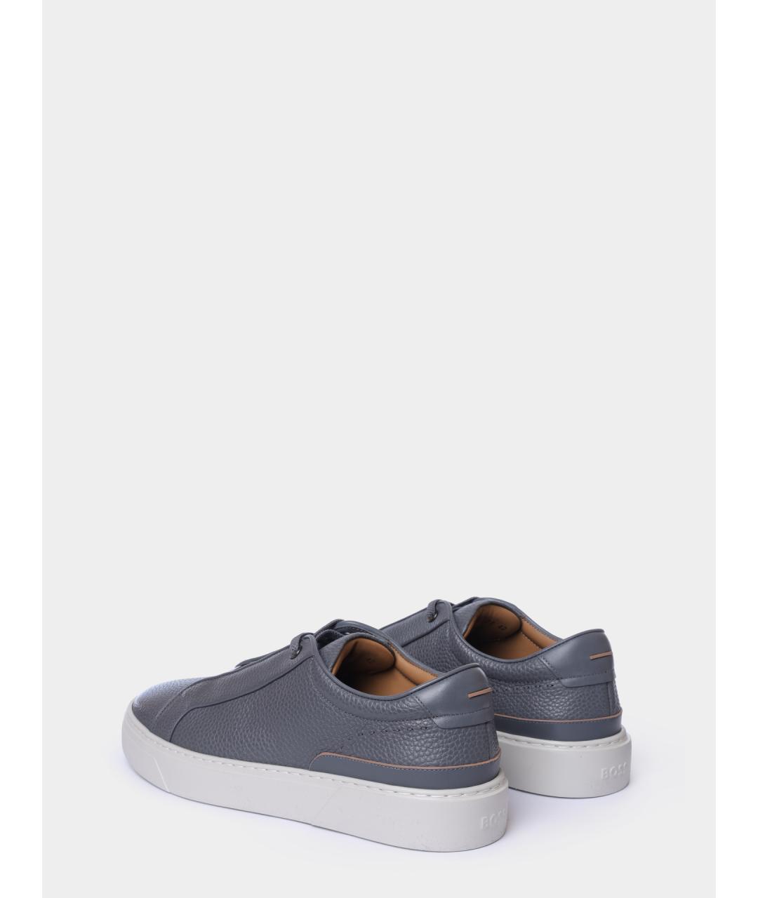 HUGO BOSS Серые кожаные низкие кроссовки / кеды, фото 5