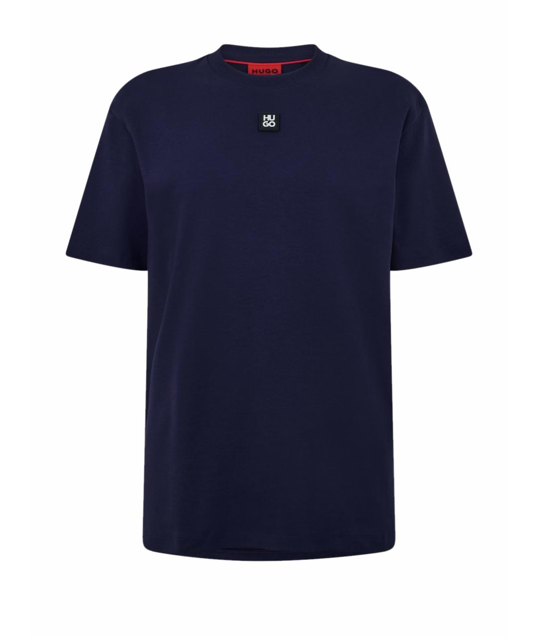 HUGO Темно-синяя хлопковая футболка, фото 1
