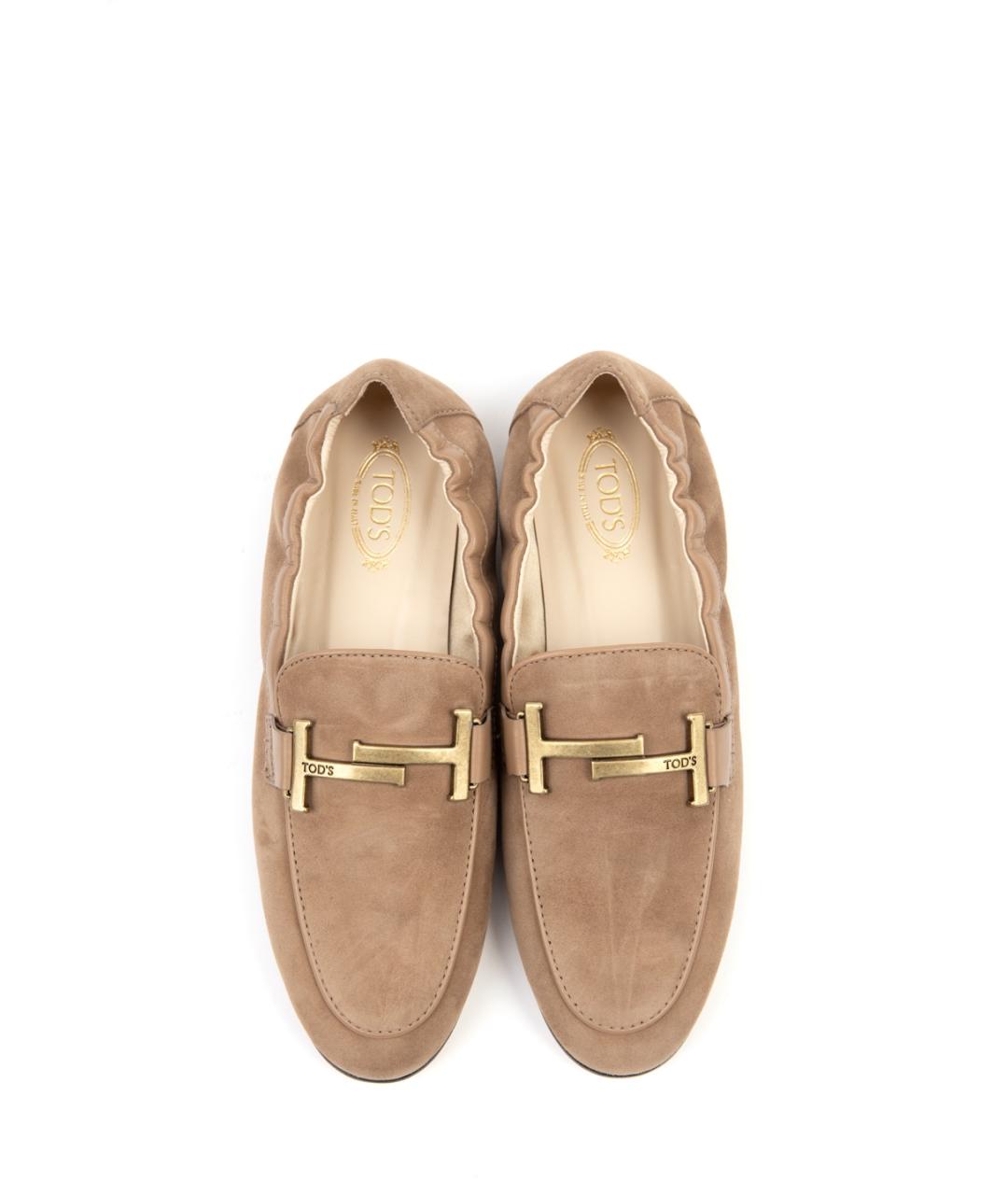 TOD'S Бежевые замшевые лоферы, фото 4