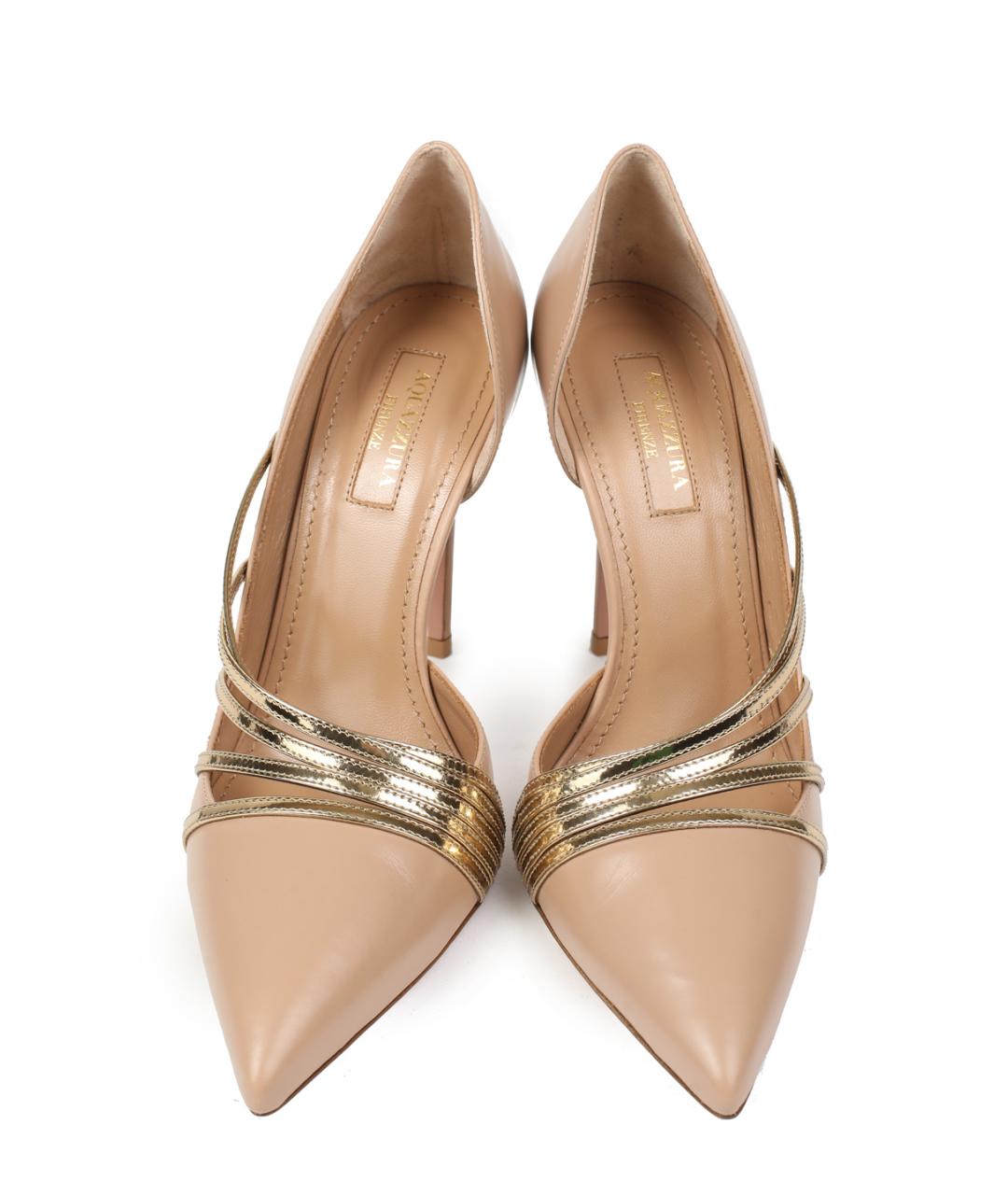 AQUAZZURA Бежевые кожаные туфли, фото 3