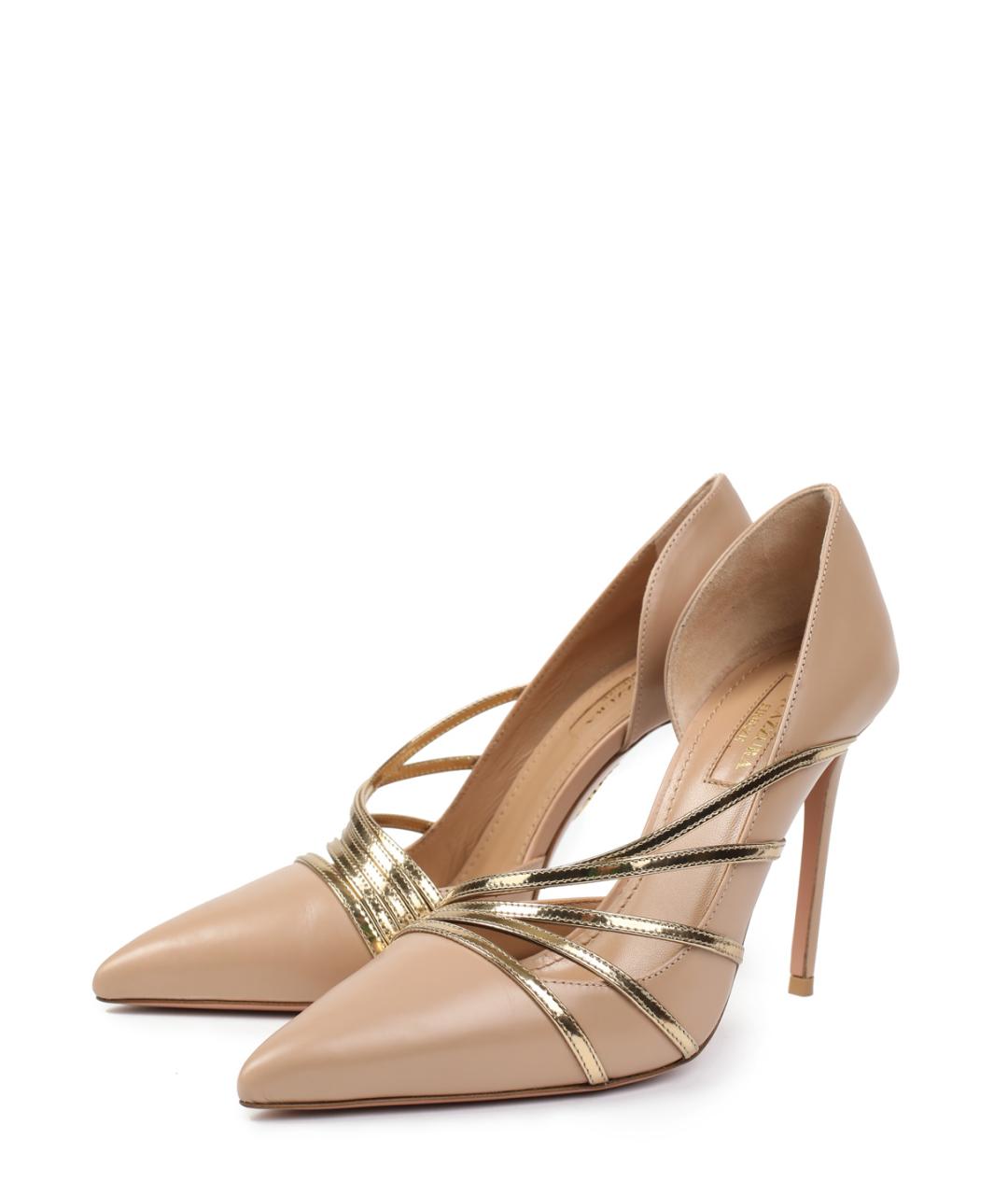 AQUAZZURA Бежевые кожаные туфли, фото 5