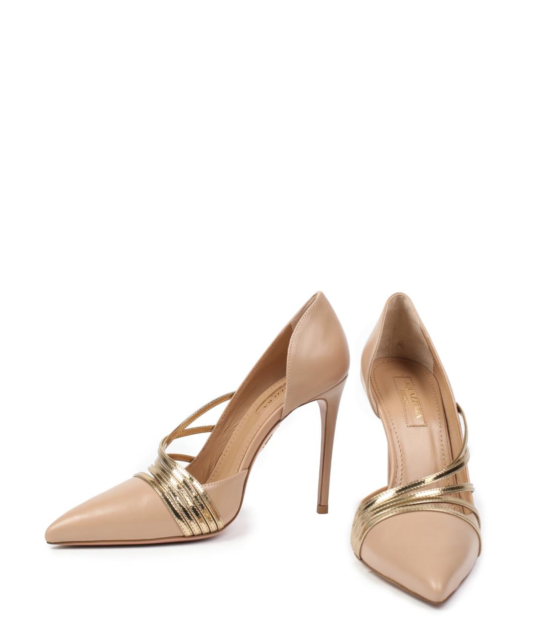 AQUAZZURA Бежевые кожаные туфли, фото 4