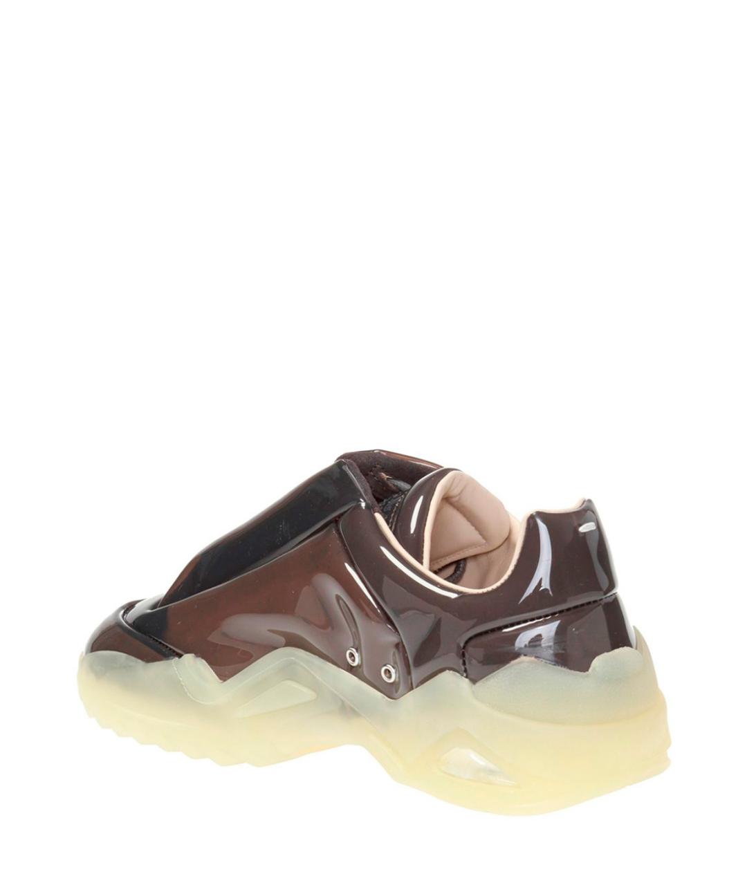 MAISON MARGIELA Коричневые низкие кроссовки / кеды из лакированной кожи, фото 2
