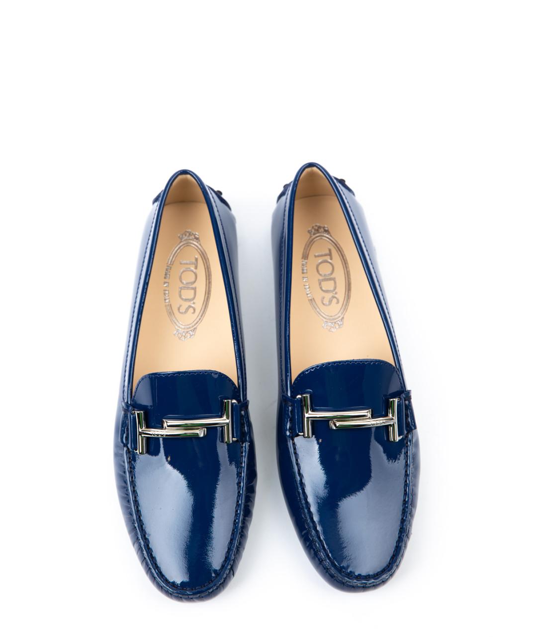 TOD'S Синие кожаные мокасины, фото 4