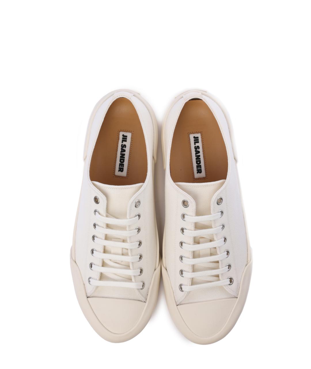 JIL SANDER Белые кожаные низкие кроссовки / кеды, фото 4