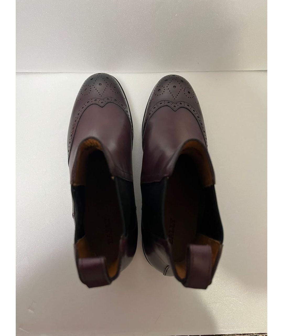 BALLY Бордовые кожаные высокие ботинки, фото 3