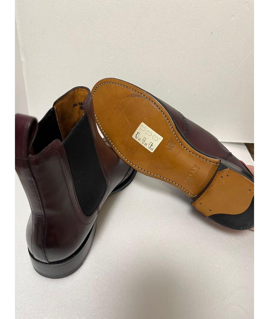 BALLY Бордовые кожаные высокие ботинки, фото 5