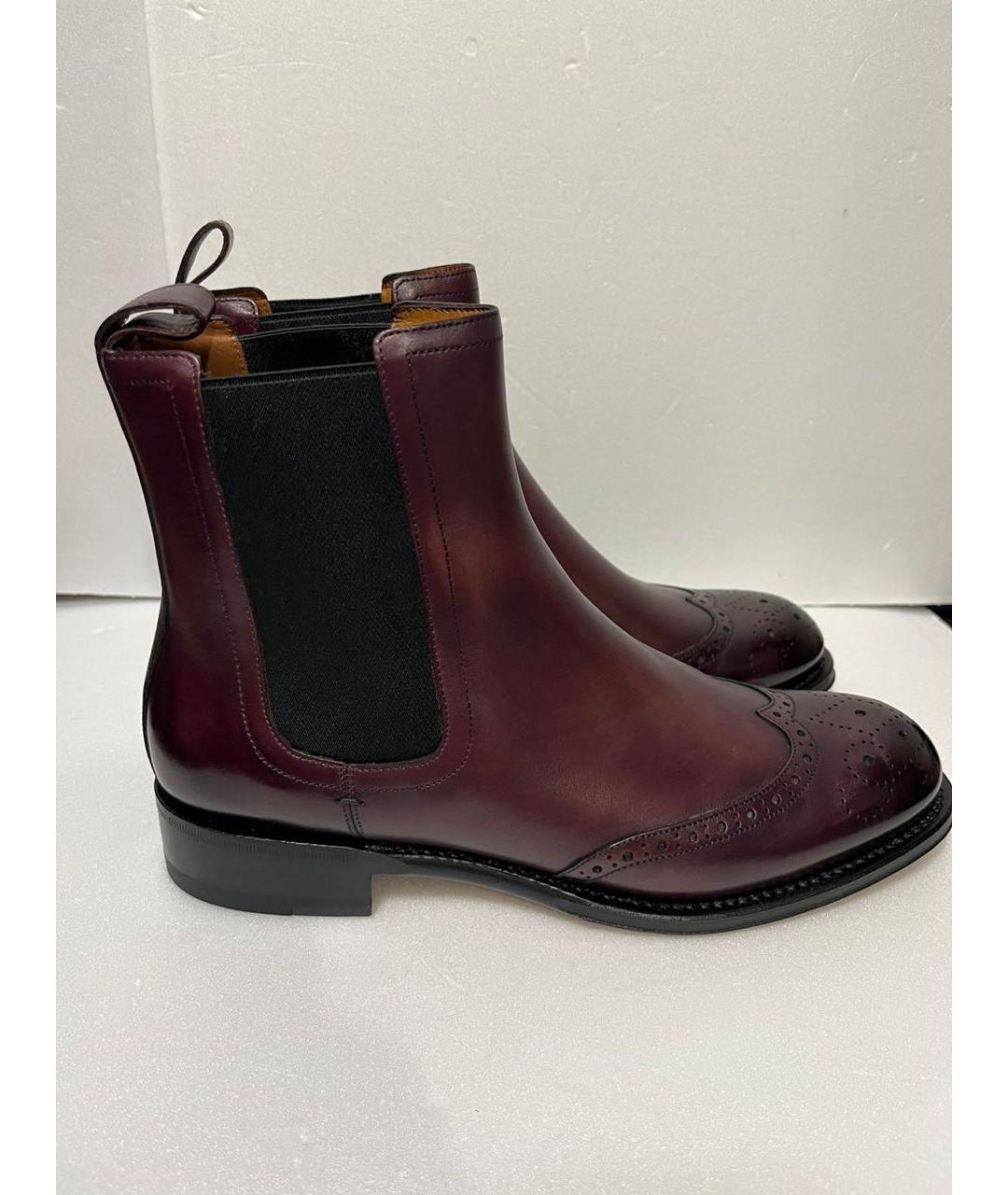 BALLY Бордовые кожаные высокие ботинки, фото 7