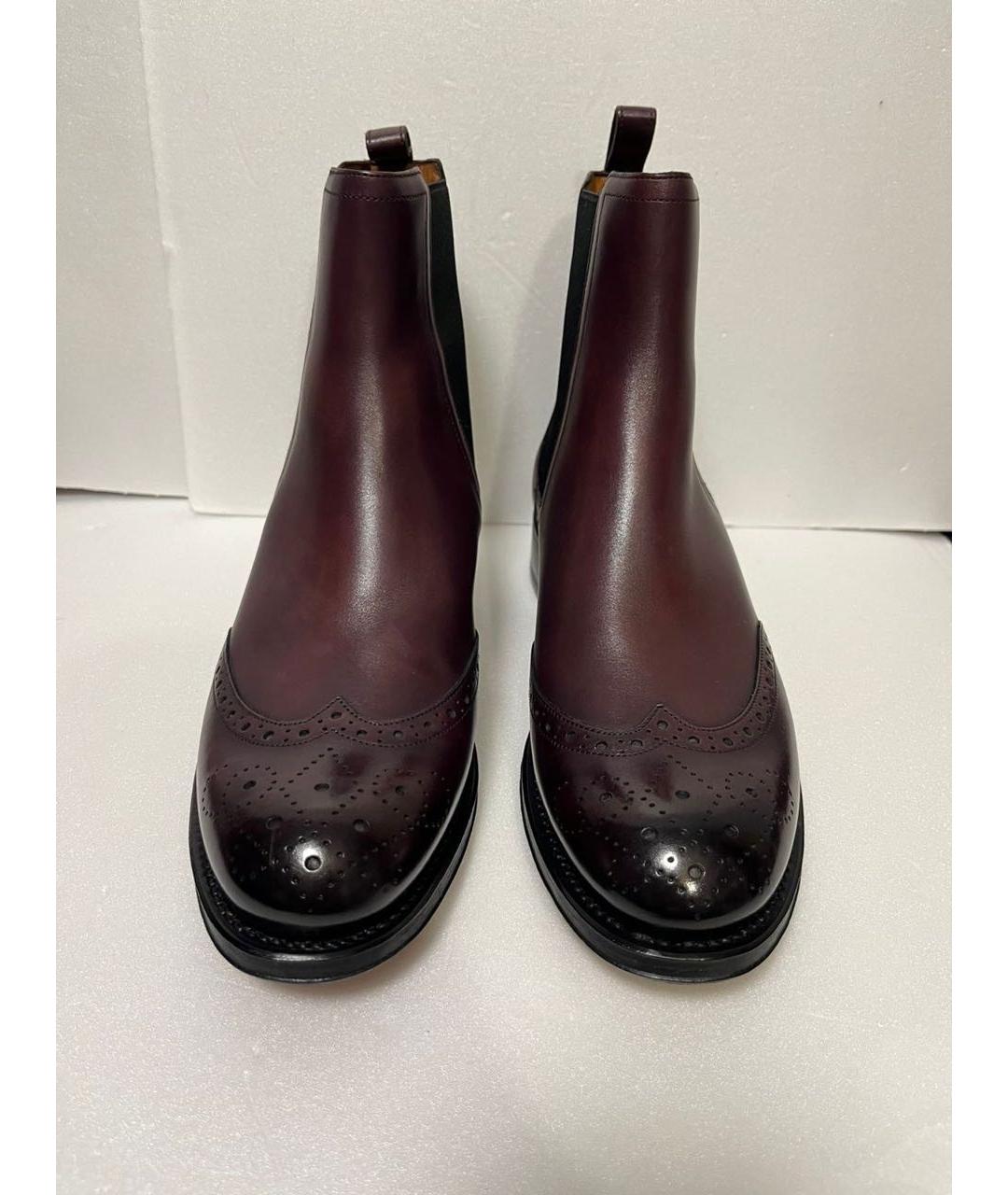 BALLY Бордовые кожаные высокие ботинки, фото 2