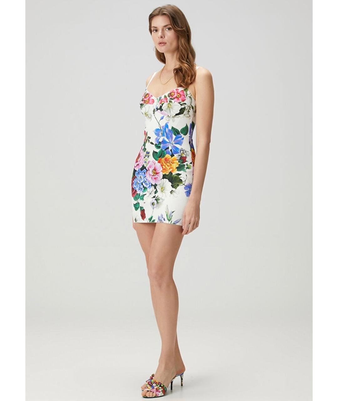 DOLCE&GABBANA Белое хлопко-эластановое коктейльное платье, фото 8