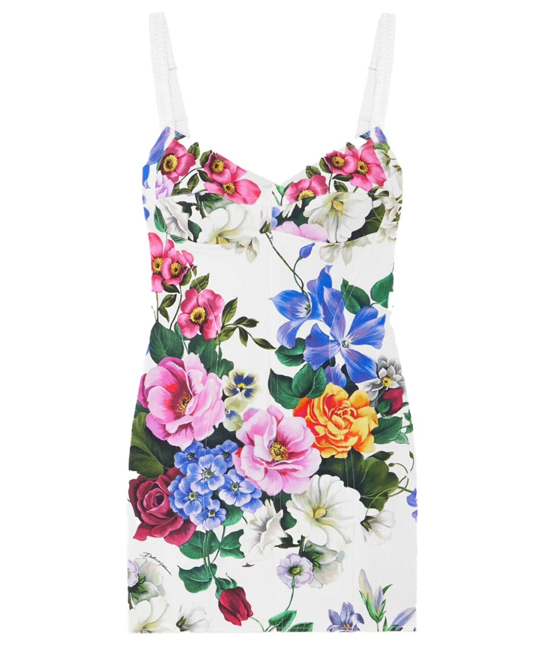 DOLCE&GABBANA Белое хлопко-эластановое коктейльное платье, фото 1