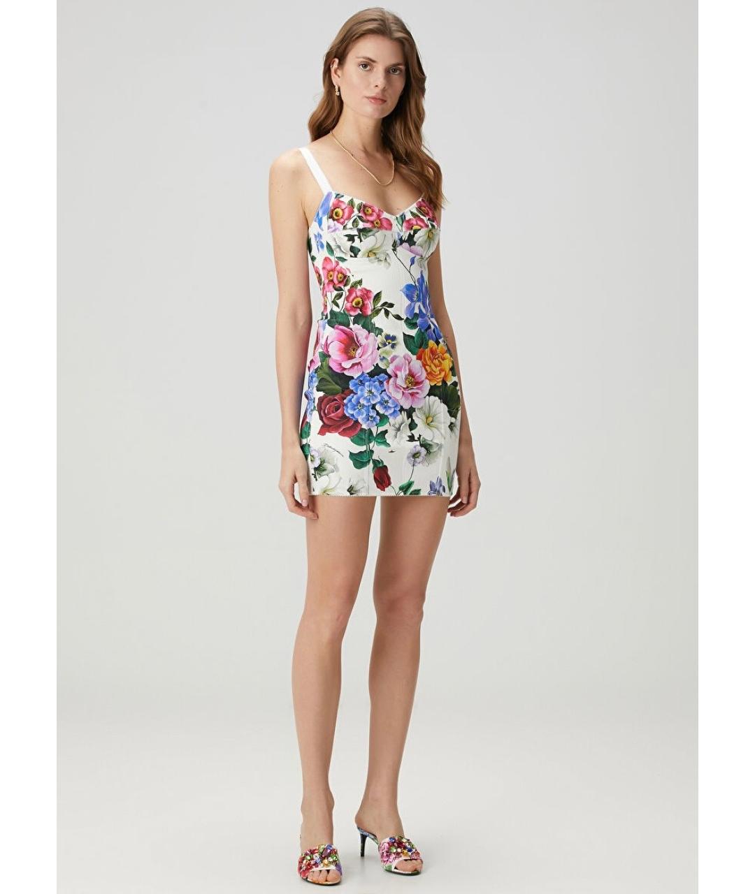 DOLCE&GABBANA Белое хлопко-эластановое коктейльное платье, фото 7