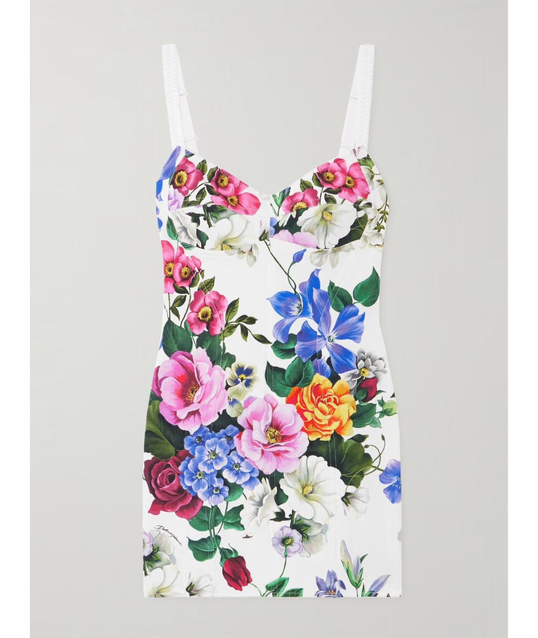 DOLCE&GABBANA Белое хлопко-эластановое коктейльное платье, фото 10