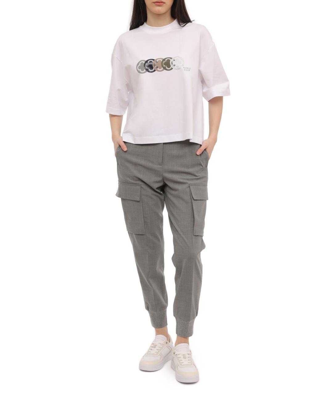 PESERICO Серые прямые брюки, фото 2