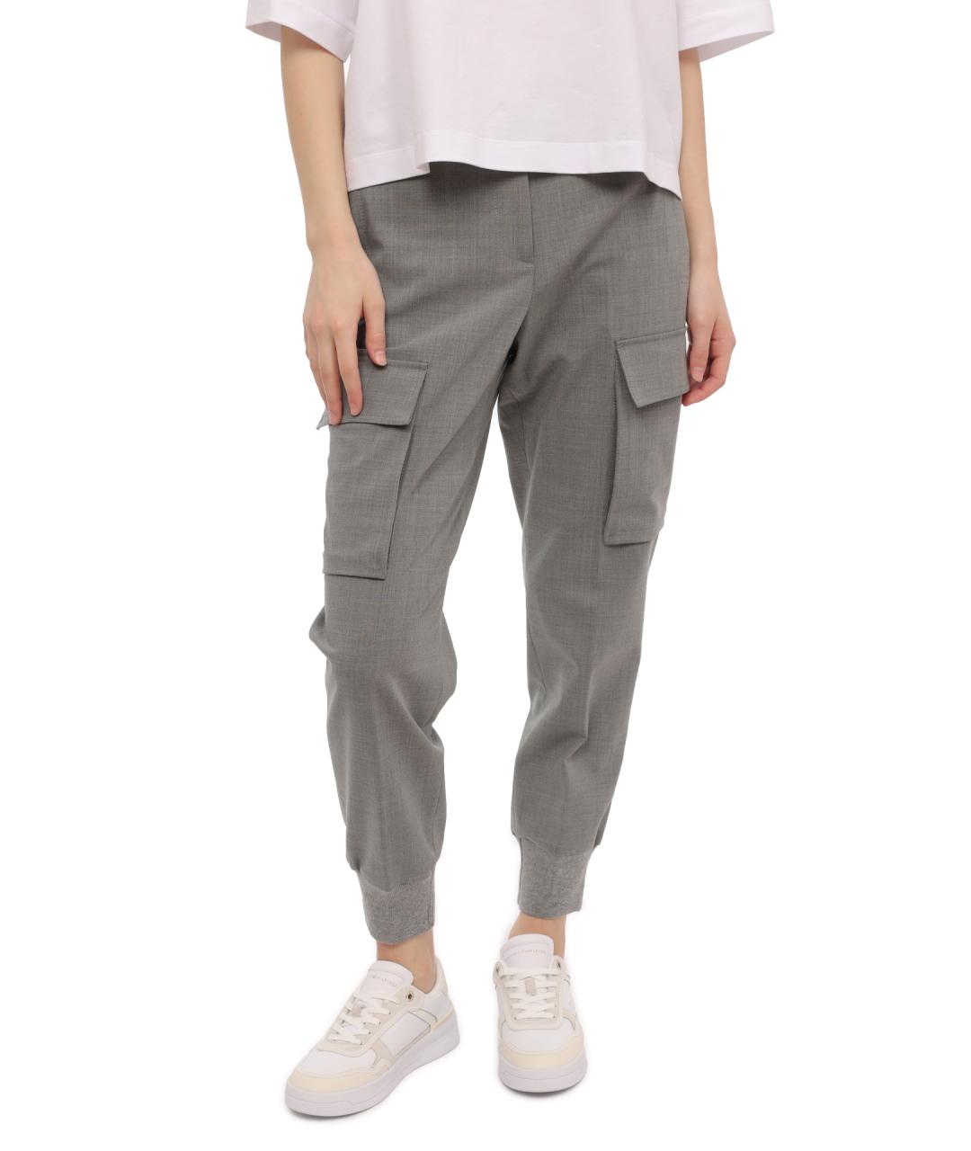 PESERICO Серые прямые брюки, фото 1