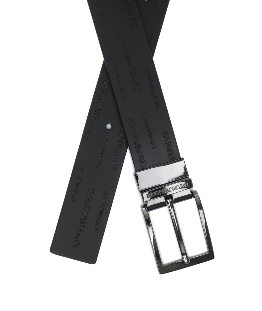 EMPORIO ARMANI Черный кожаный ремень, фото 2