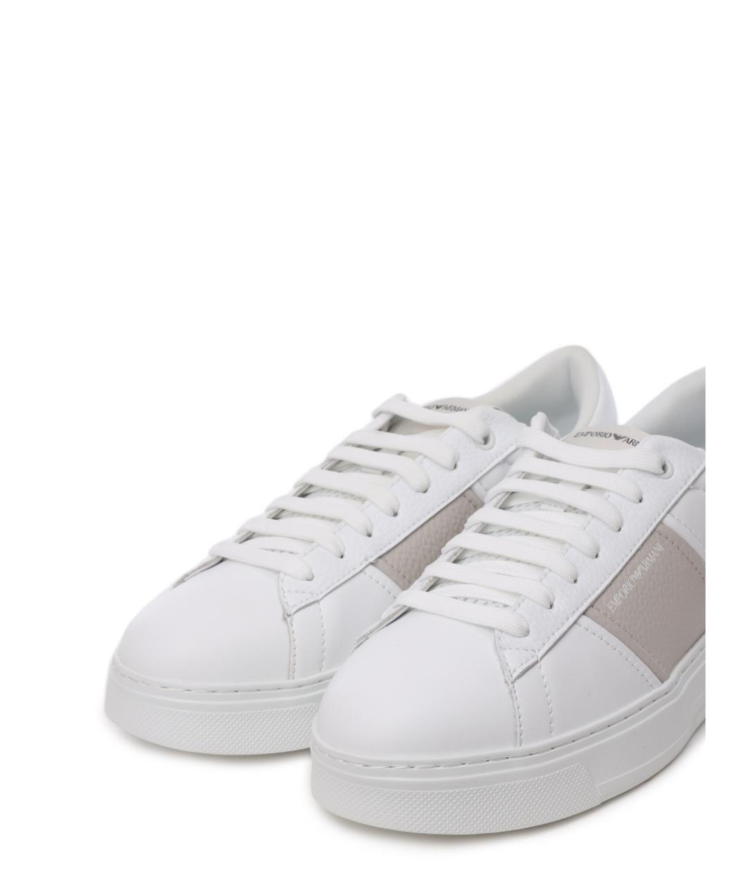 EMPORIO ARMANI Белые кожаные низкие кроссовки / кеды, фото 6