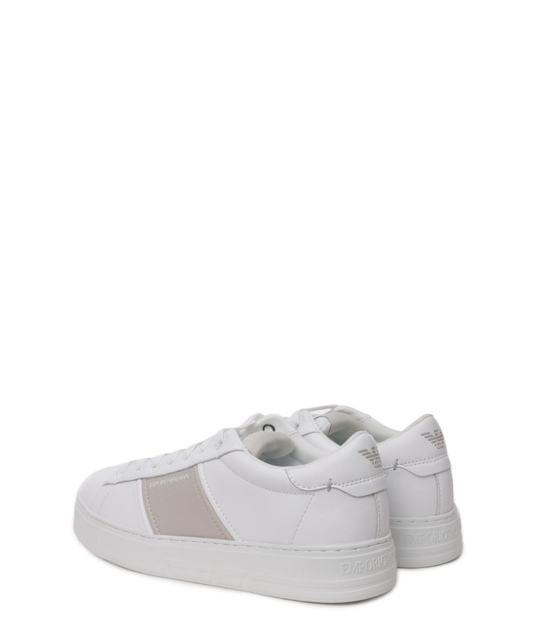EMPORIO ARMANI Белые кожаные низкие кроссовки / кеды, фото 3