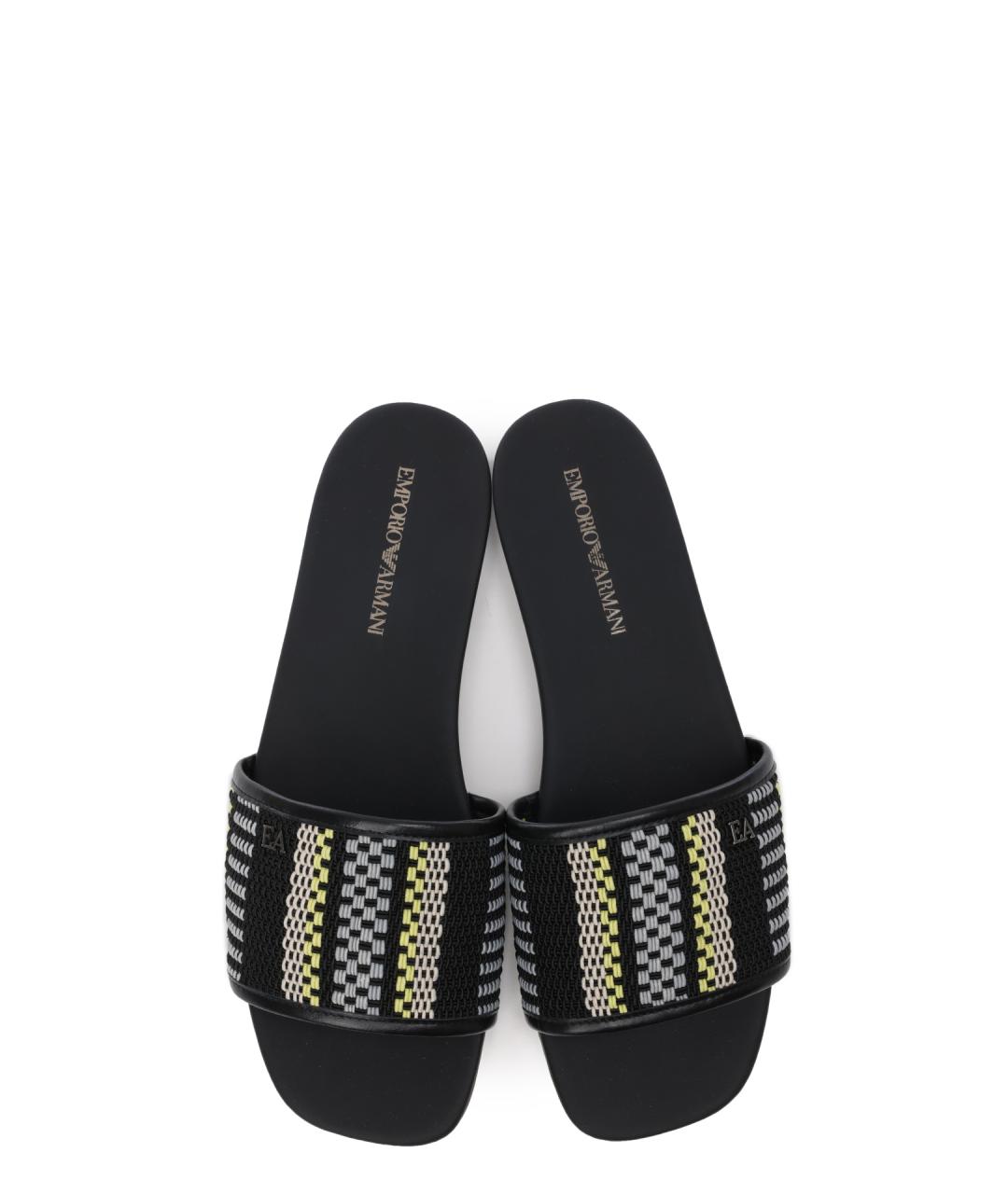 EMPORIO ARMANI Черные текстильные шлепанцы, фото 3