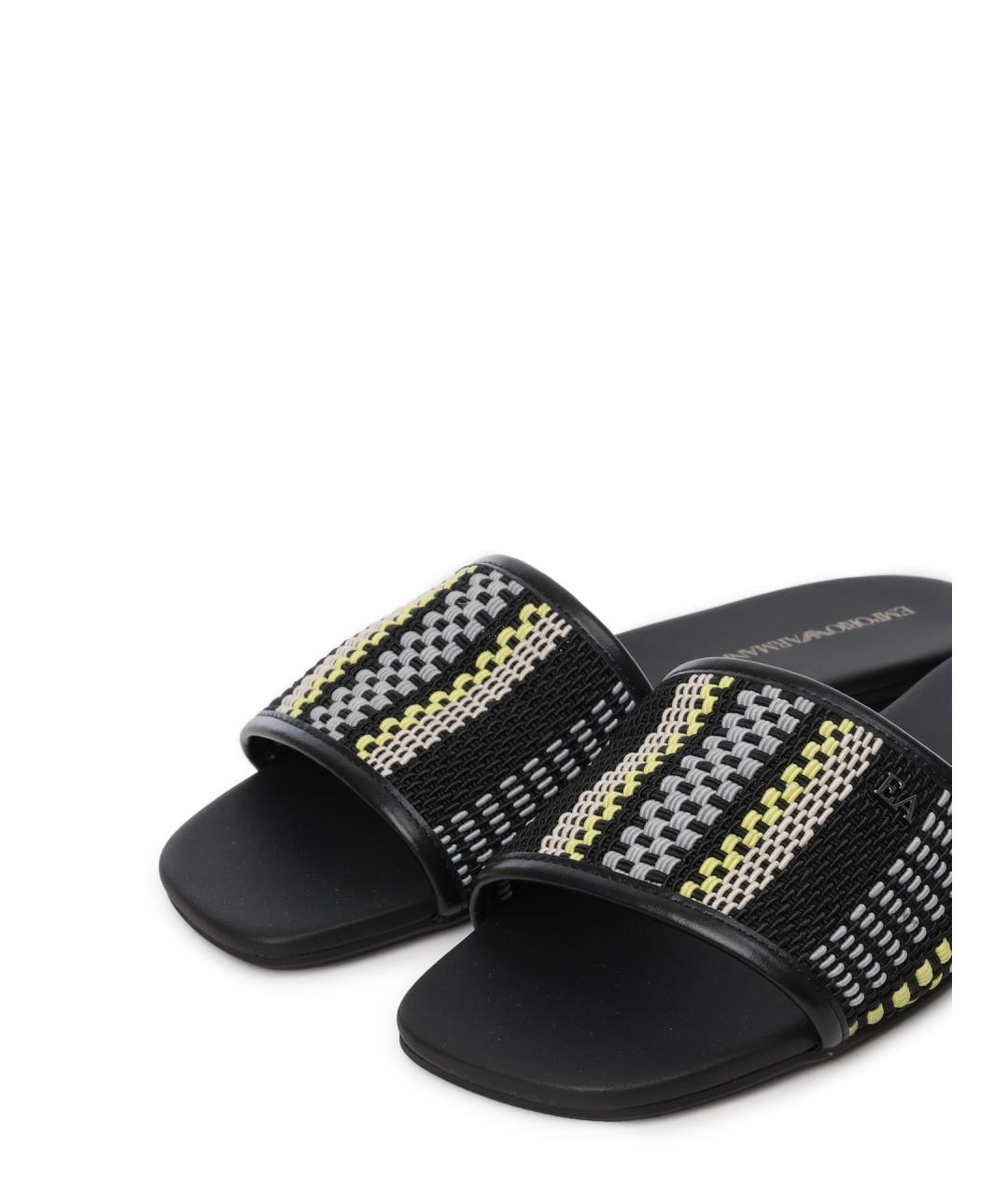 EMPORIO ARMANI Черные текстильные шлепанцы, фото 5