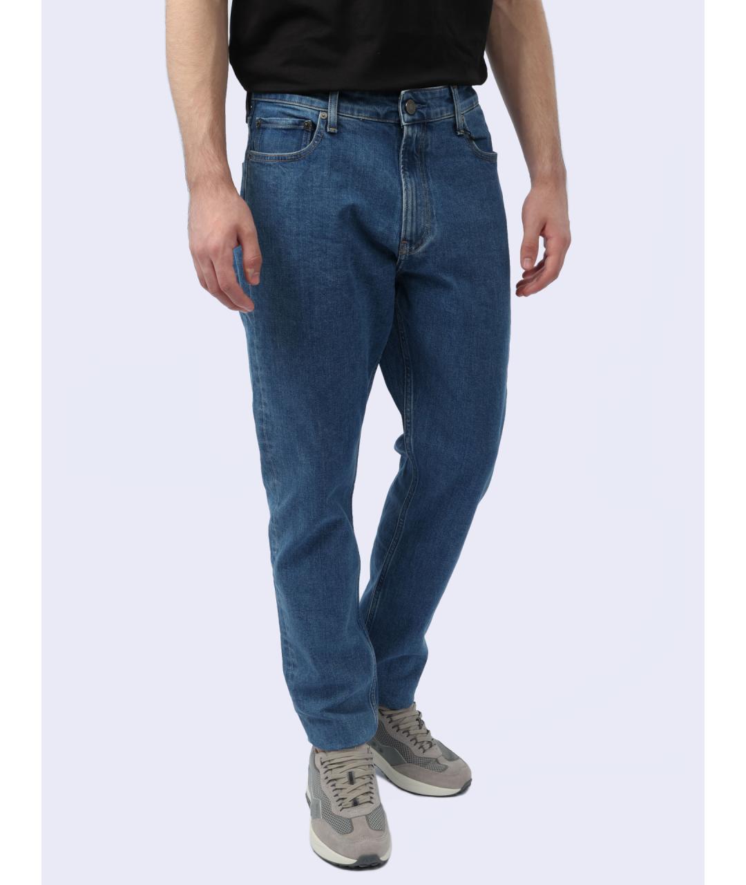 CALVIN KLEIN Синие хлопковые прямые джинсы, фото 5