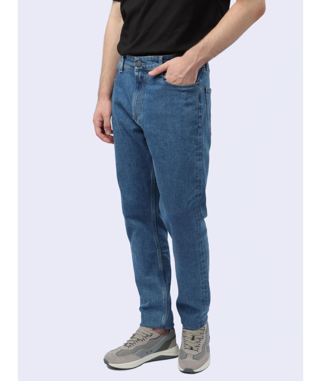 CALVIN KLEIN Синие хлопковые прямые джинсы, фото 3