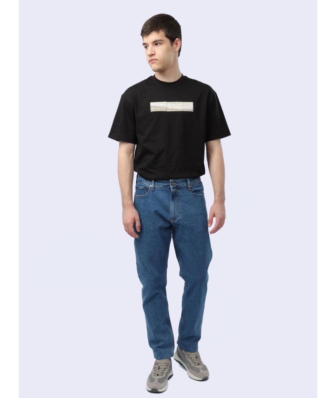 CALVIN KLEIN Синие хлопковые прямые джинсы, фото 2