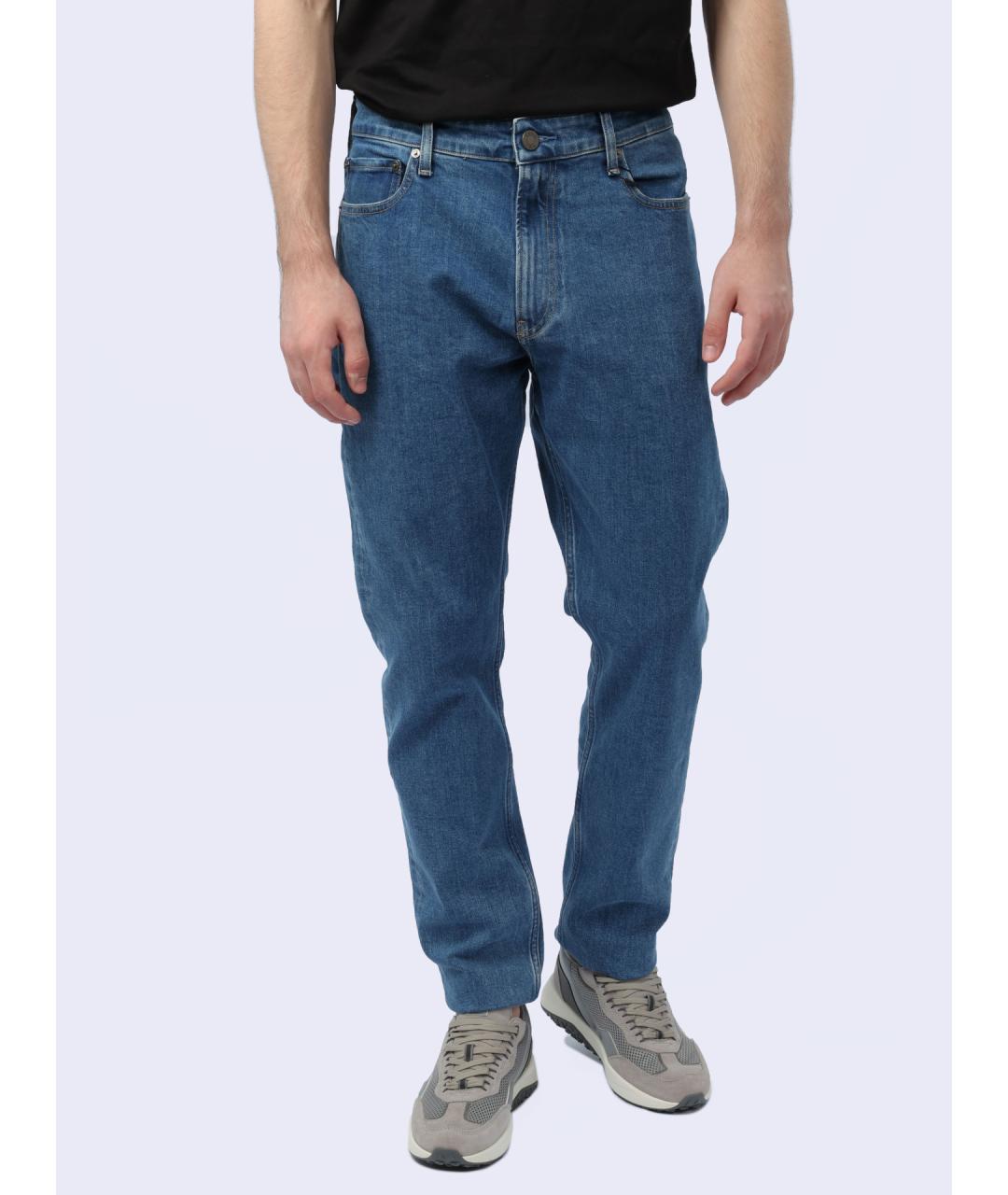 CALVIN KLEIN Синие хлопковые прямые джинсы, фото 7