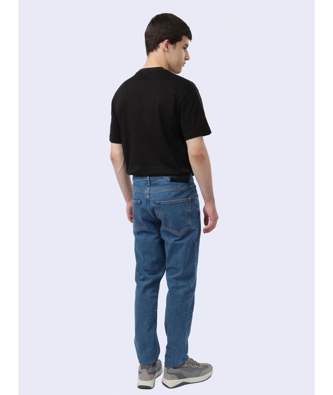 CALVIN KLEIN Синие хлопковые прямые джинсы, фото 6