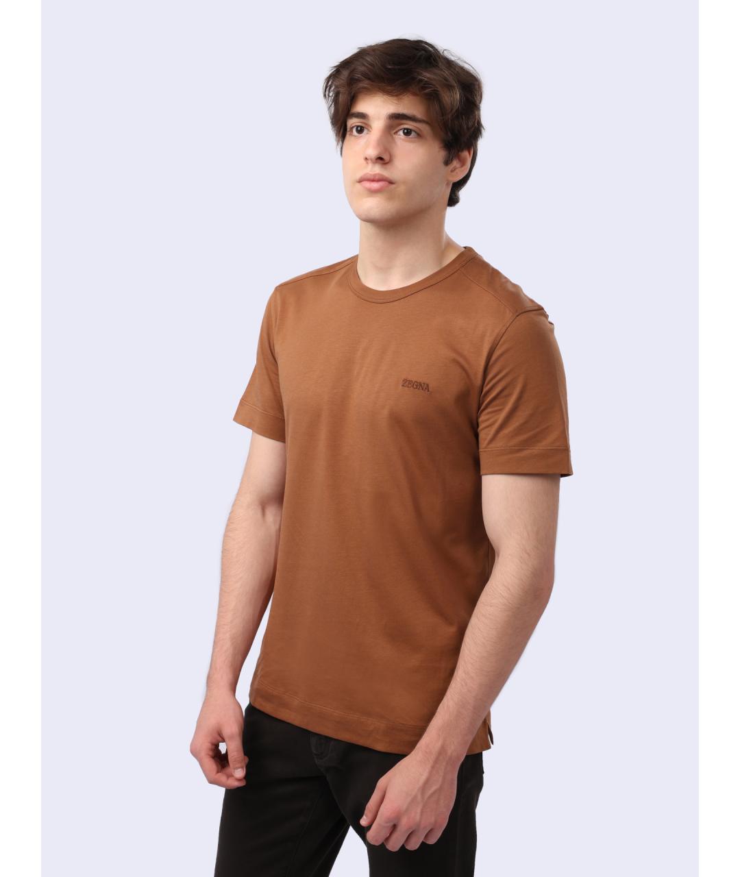 ZEGNA Коричневая футболка, фото 3