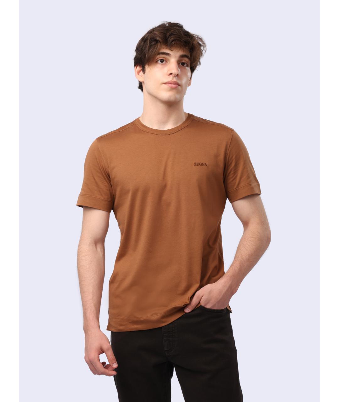 ZEGNA Коричневая футболка, фото 5